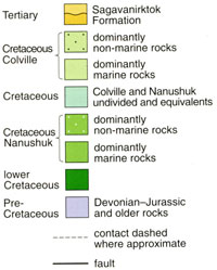 Legend for geological map of Arctic Slope, Alaska