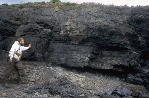 Exposure of a coal seam several metres thick on the Kokolik River, western Arctic Slope, Alaska